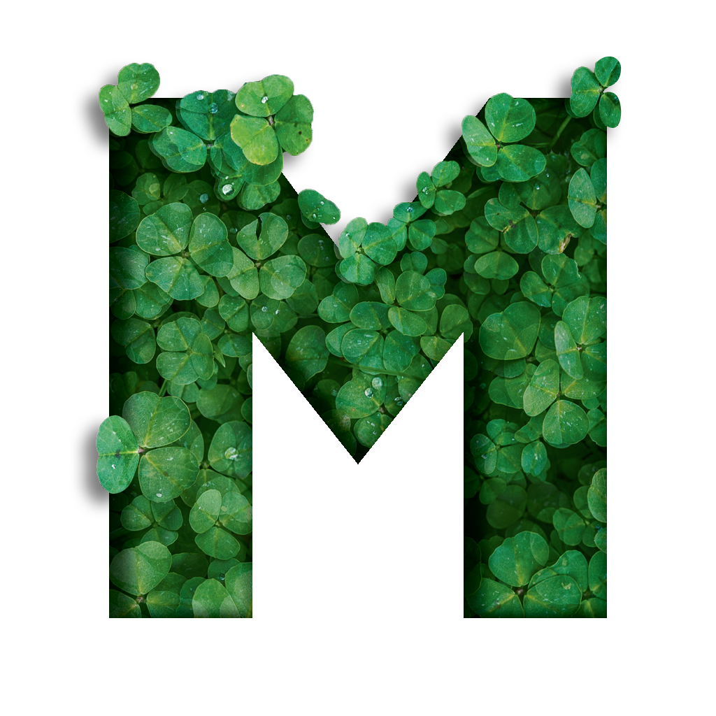 Der Buchstabe M mit Blättern